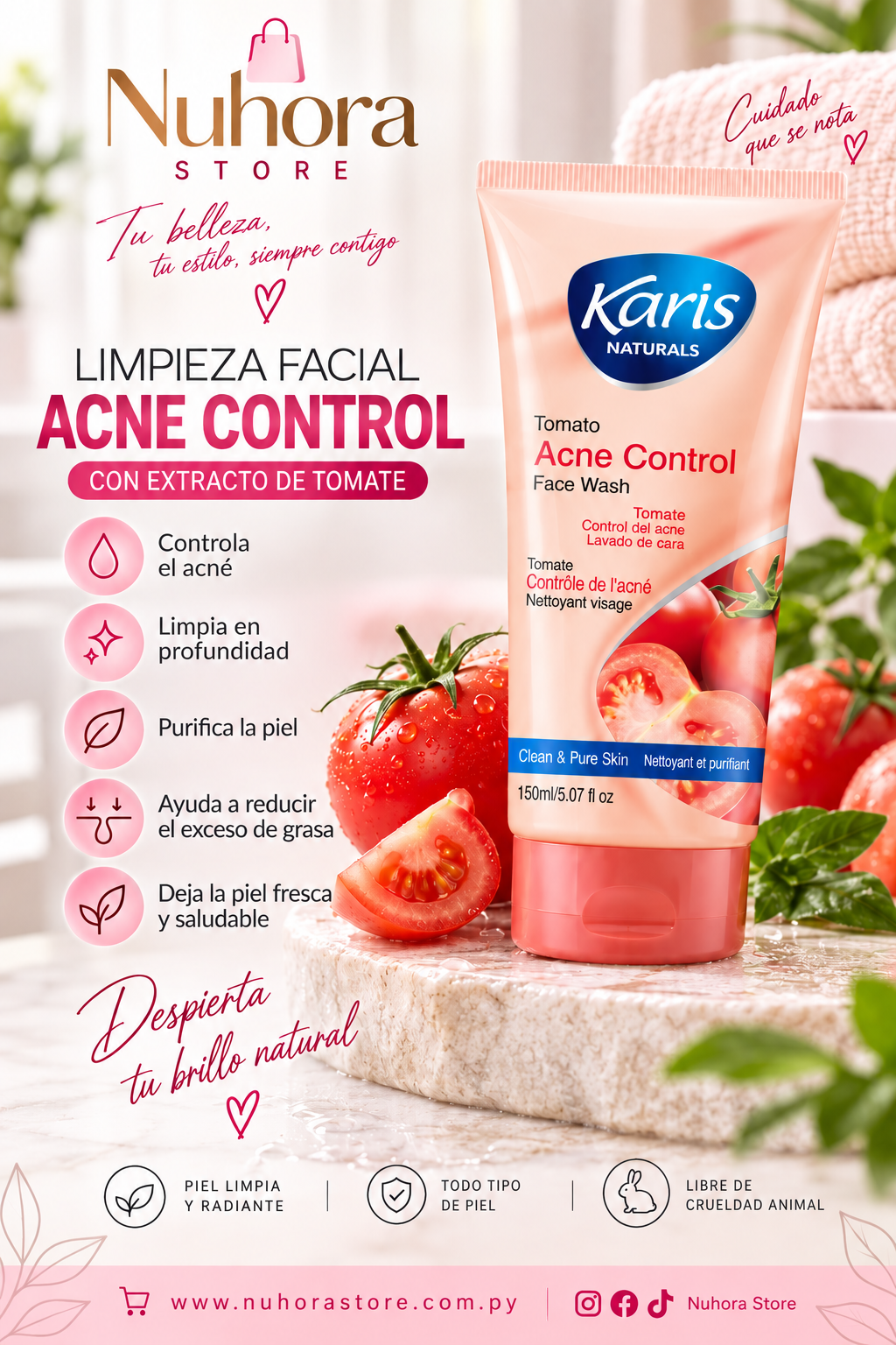 Karis Naturals Tomato Acne Control &ndash; Limpieza facial con extracto de tomate 